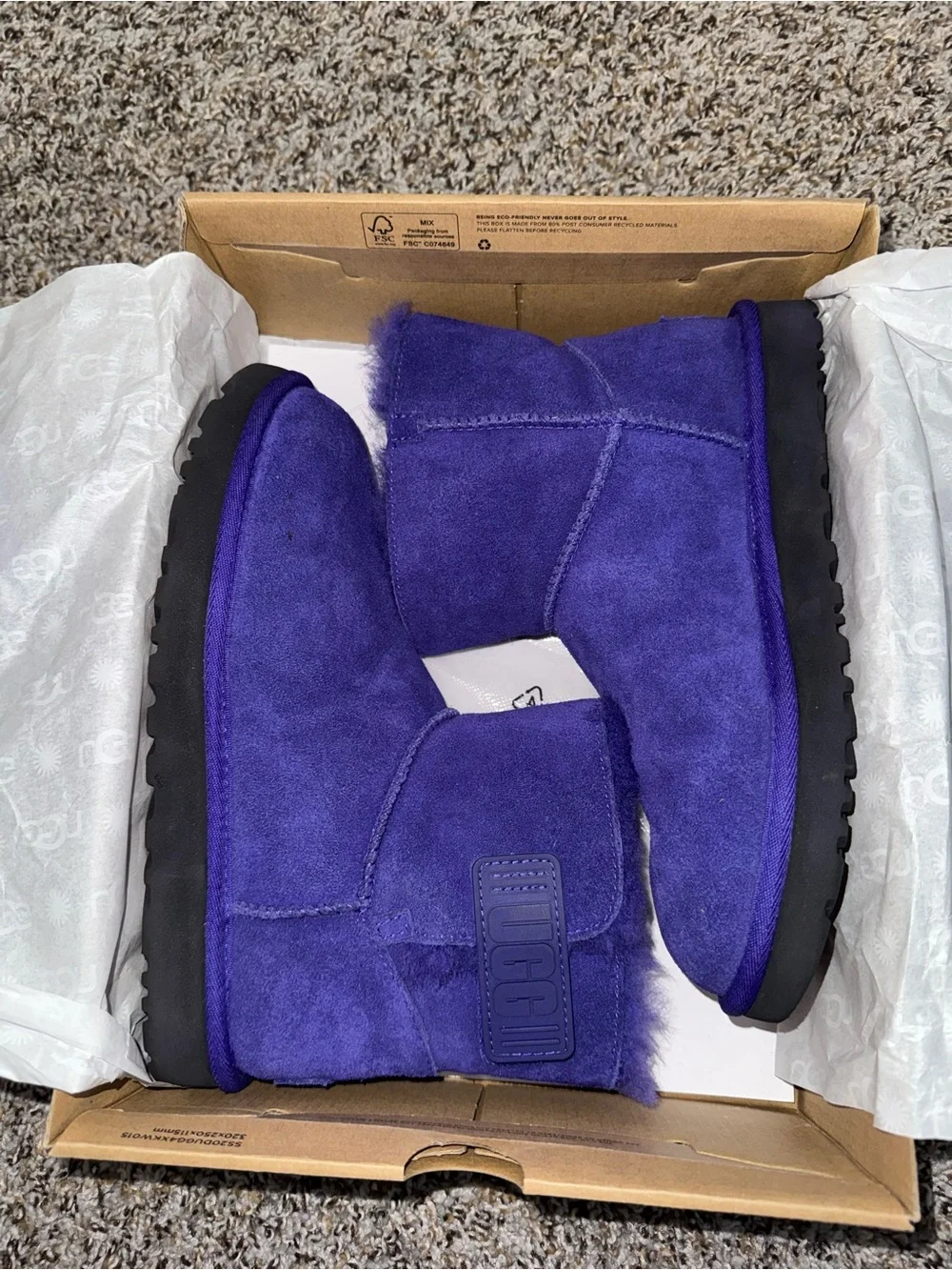 UGG Purple Suede Short Shearling Boots